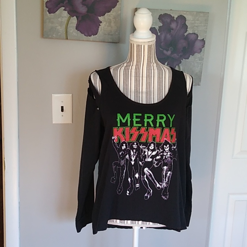 Rock & Republic Kiss Merry Kissmas Holiday Shirt size XL
